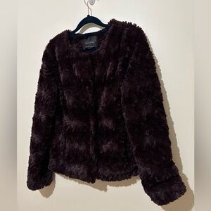 Nordstrom Sanctuary Faux Fur Jacket Burgundy/Shiraz - size S